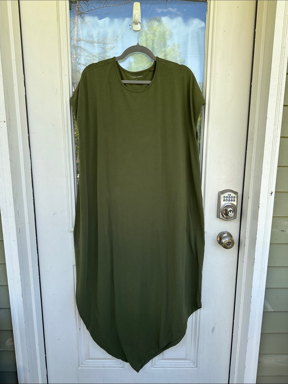 Universal Standard Olive Geneva Asymmetrical Hem Dress (US L/22)